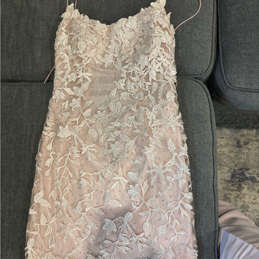 Elegant Lace Floral Dress in Pink